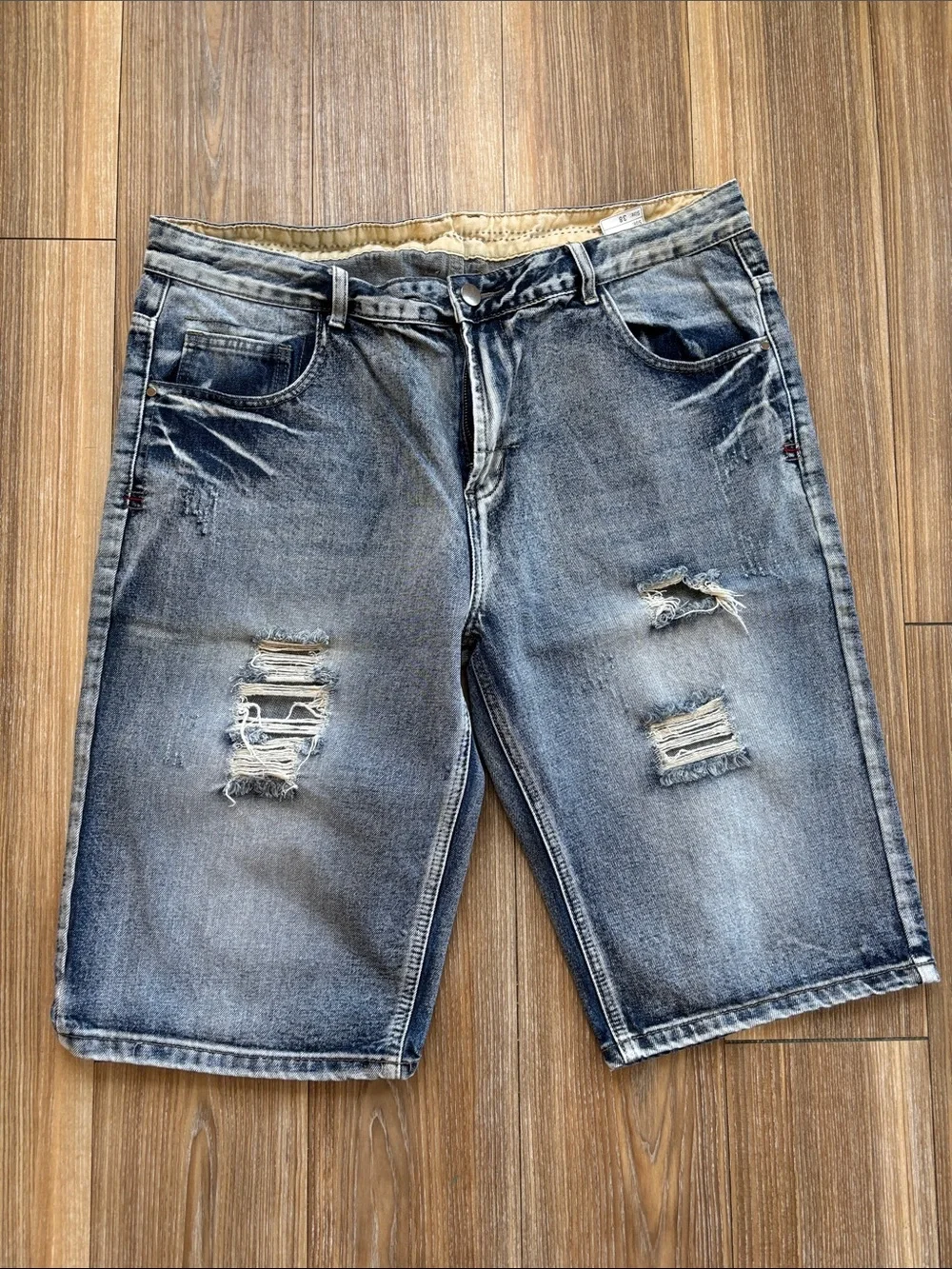 Amazon Men's Distressed Denim Shorts - Blue Wash